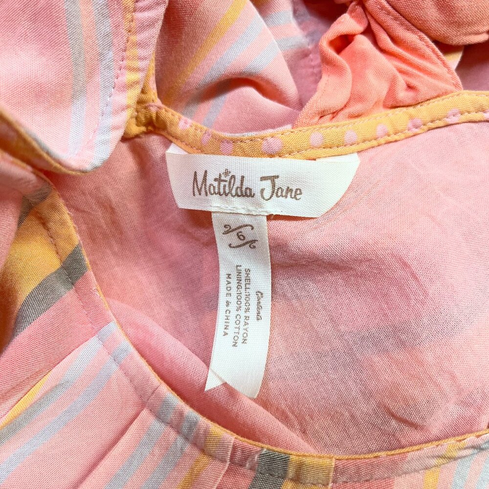 Matilda Jane Girl's Size 6 Orange Creamsicle Dress Ruffle - Picture 2 of 6